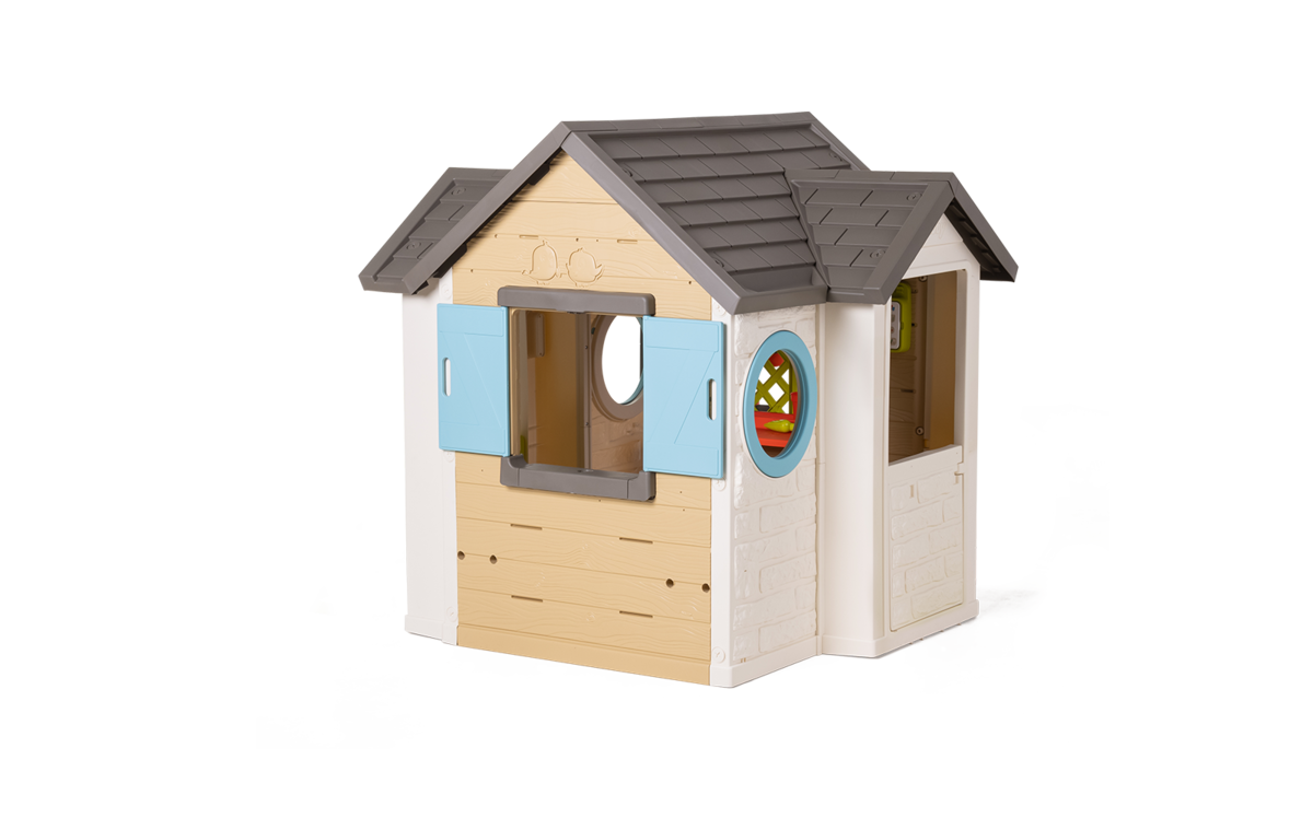 Găsuță pentru grădinar Garden House Smoby cu ghivece de flori extensibilă cu burlan, grilaj cu căsuță pentru păsări 135 cm înălțime și filtru anti UV